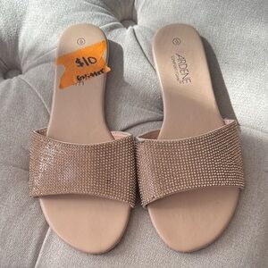 Ardene Women's Glittering Tan Slide Sandals